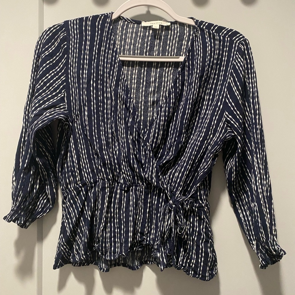 Blue and White Striped Top